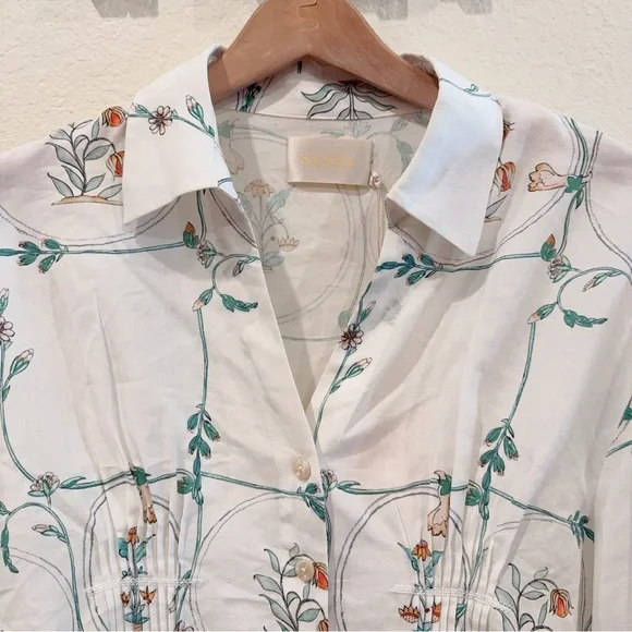 Sancia Palmer Relaxed Button Down Shirt Top in Marigold Size Small NWT - Picture 3 of 7
